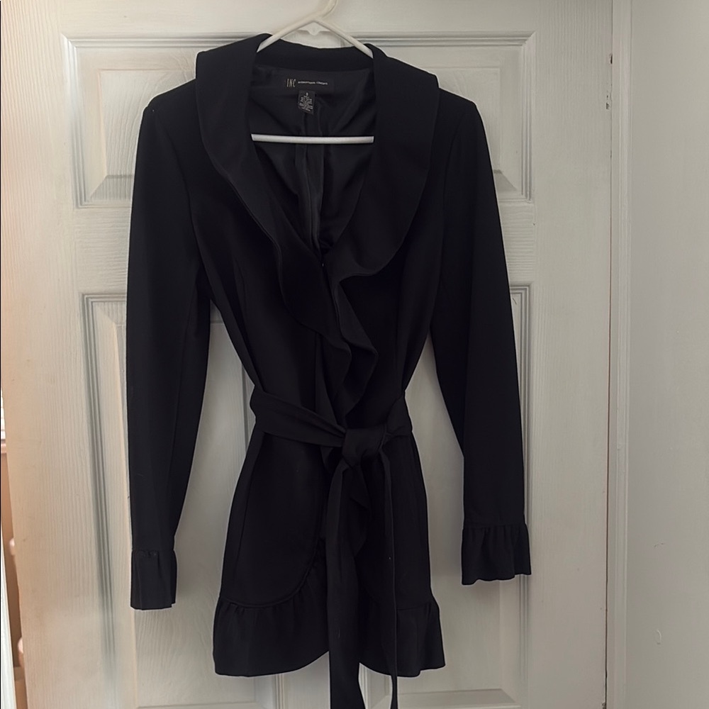 INC International Concepts Black Ruffled Jacket